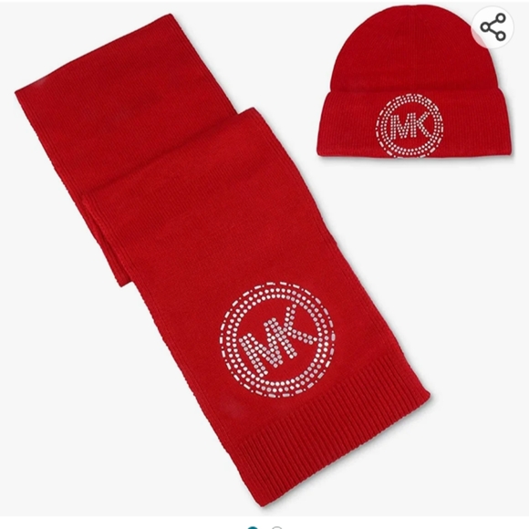 Michael kors ladies studded logo Scarf and beanie set - Picture 1 of 6